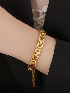 Unisex Casual Trendy Chunky Chain Bracelet, Simple Style Plain Color Bracelet, Fashion Accessories For Party & Daily Wear