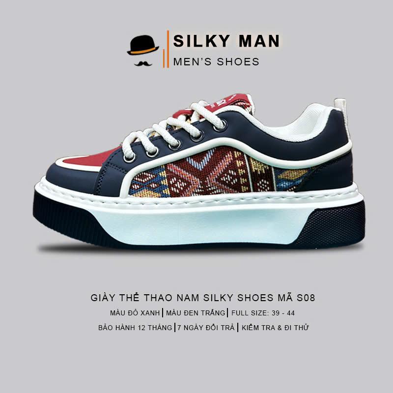 {Bản authentiic}-Giày Thể Thao Nam Sneakers cao cấp, Thiết kế họa tiết thổ cẩm độc đáo Hot Trend Chất Liệu Da Đa Lớp, Giày nam đẹp 2025 Đế tăng chiều cao 5cm, Giày dây buộc Shoes Mã-S08
