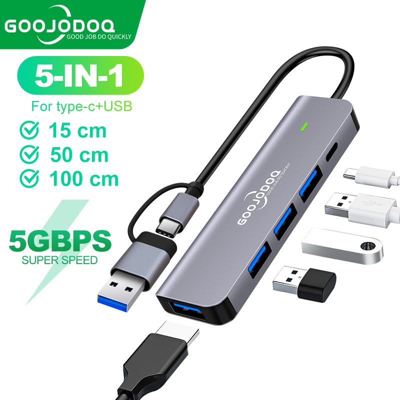Hub Type C Tốc độ cao GOOJODOQ 5 Port USB 3.0 2.0 Cho Macbook Laptop HDMI 5Gbps TF SD Khe Cắm Đầu Đọc PD Sạc Âm Thanh