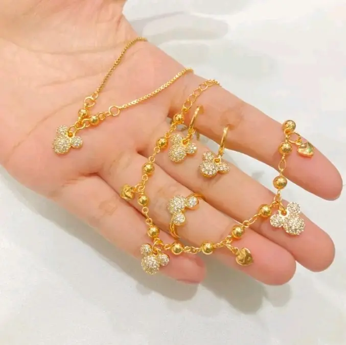 Set perhiasan anak anak terbaru Kalung Cincin Gelang Costume