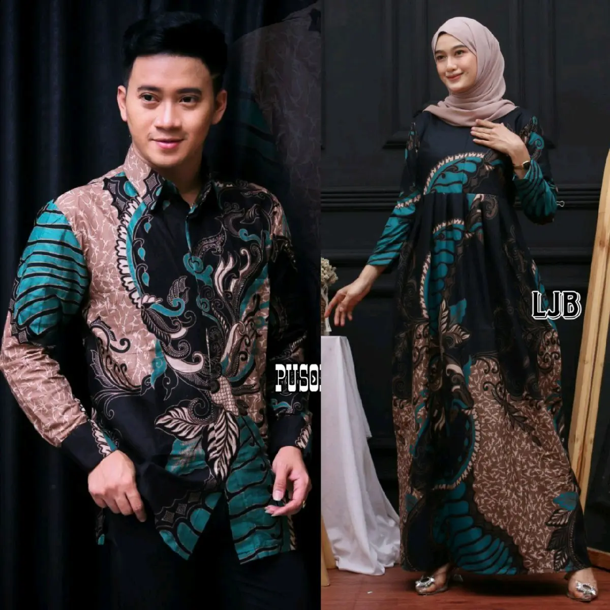 BAJU BATIK COUPLE SARIMBIT TERBARU/BAJU BATIK PASANGAN/BAJU BATIK KAPELAN PRIA WANITA/KEMEJA BATIK LENGAN PANJANG/GAMIS BATIK BUSUI Keluarga Seragam Motif