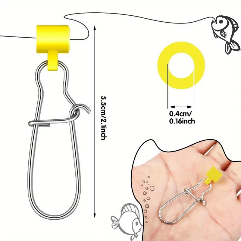 Fishing Sinker Slide with Hooked Snap, 20pcs Stainless Steel Fishing Line Connector, Fishing Gear Set, Outdoor Fishing Accessories 3