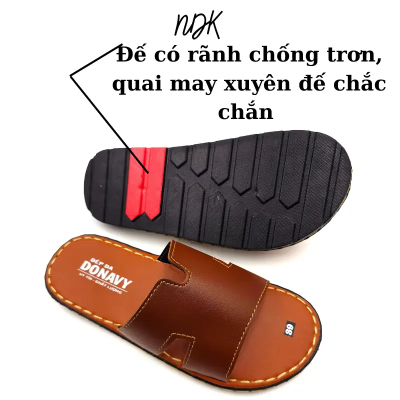 Dép Quai Ngang Nam Da DONAVY Cao Cấp Quai Chữ K Nổi Bật,Khâu Quai Chắc Chắn D.CKS dep da 1