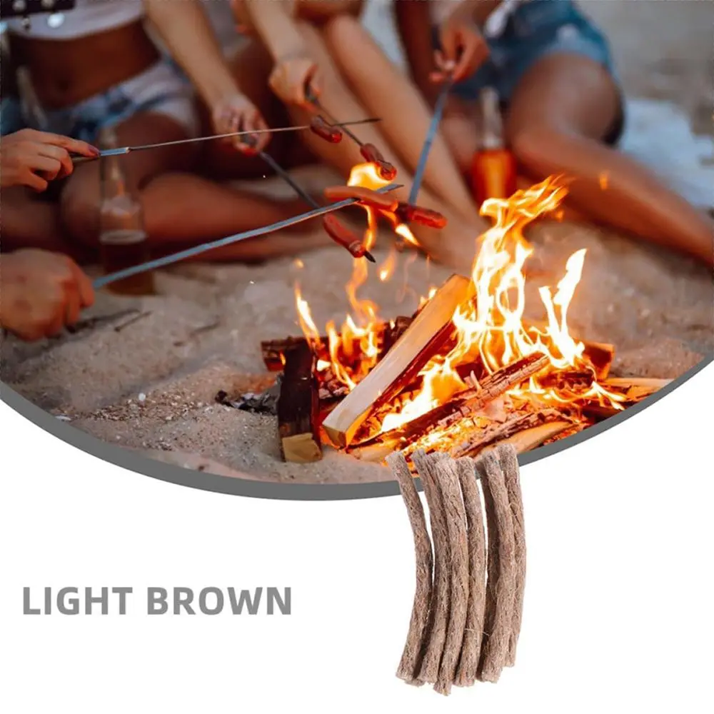 Waxed Rope for Camping Outdoor, 10pcs/set Durable Jute Rope, Campfires Emergency Hiking BBQ Style Rope Fire Starters