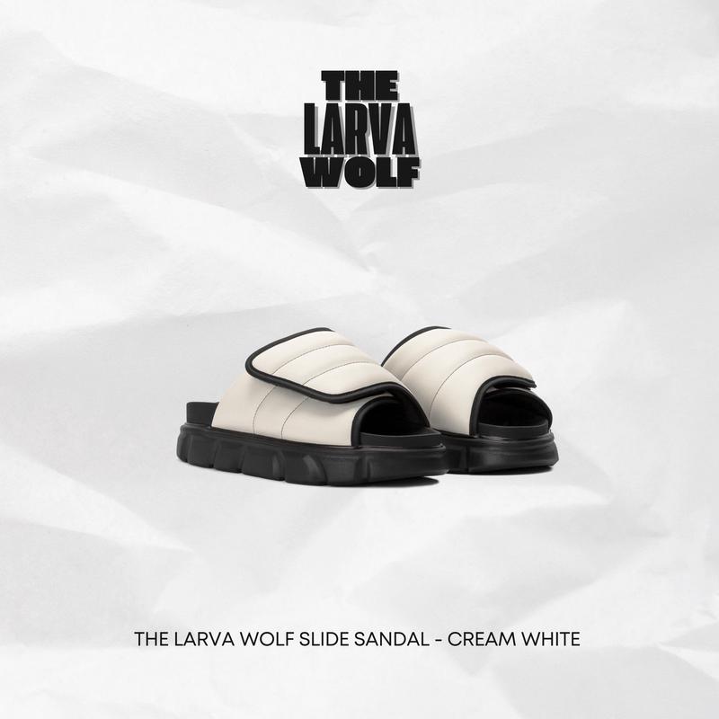 THEWOLF Dép Tăng Chiều Cao Sandal Nam Nữ THE LARVA WOLF SLIDE SANDAL Slipper Đế Bằng Lót Êm Ái Quai Dép Thiết Kế Phồng - CREAM WHITE