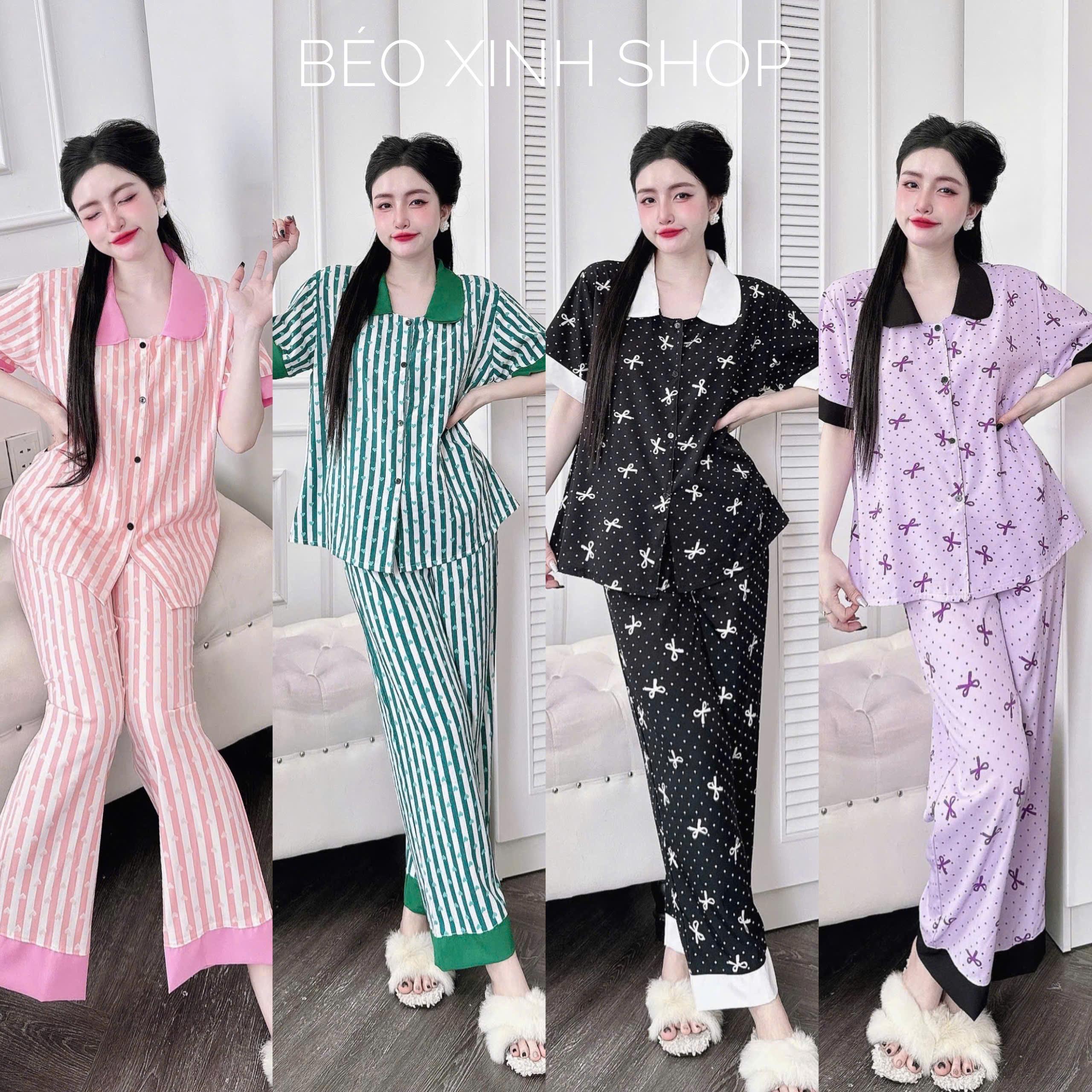 Đồ Bộ - Đồ Ngủ Quần Áo Vải Lụa Nhật Tay Ngắn Quần Dài Pijama Bigsize 50-100kg Mặc Cực Thích Nữ Pants Lịch Quần Ngủ - A.5423