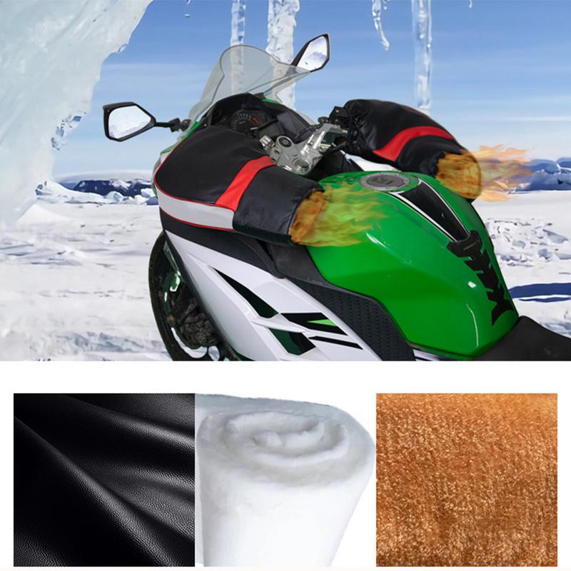 Product Introduction of (OBEEITPL) 1Pair Motorcycle Winter Warmer Gloves Handlebar Muffs Motorcycle Handlebar Cover Winter Battery Bike Windshield Gloves Windproof Warm Handle Thickened Gloves Reflective Strip 29