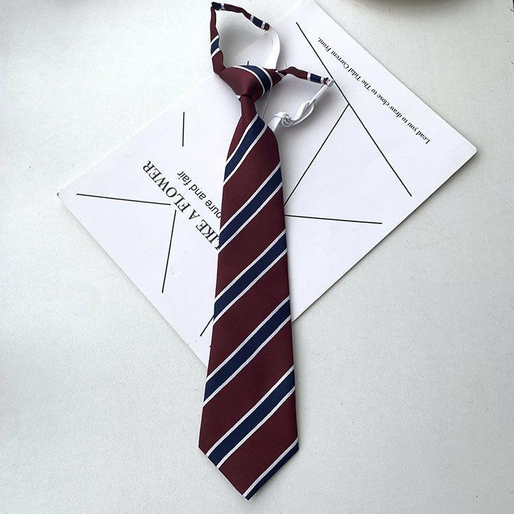 Product Introduction of School Supply Japanese Style JK Tie Women Accessories Decoration DK Uniform Bow Tie Hand-tied Academy Style Wine Red Striped Tie 4