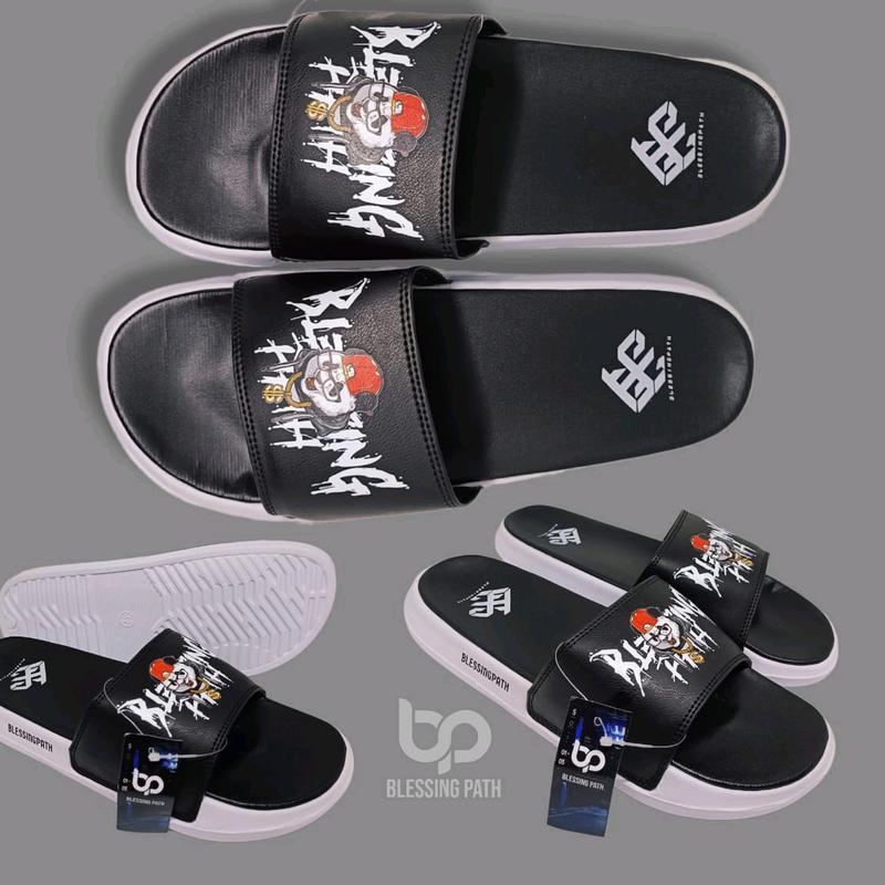 Sandal Slop Print BLESSINGPATH Neo Leather Cowok Cewek Karet 100% Baru - Shoes, Pria/sandal santai selop 4