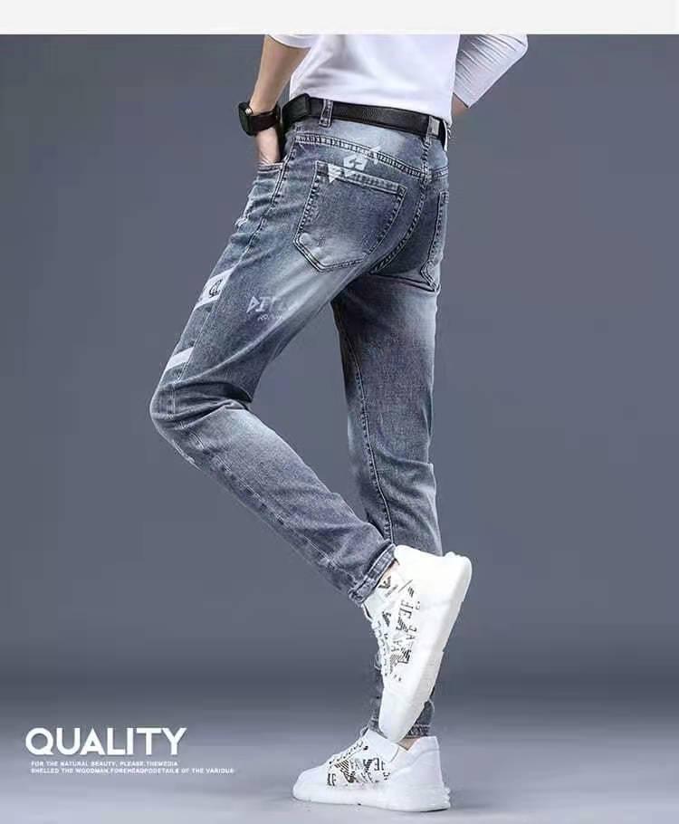 Product Introduction of Quần Jean Thêu Cho Nam, Bộ Sưu Tập Thu Đông 2021, Thời Trang Phong Cách Hàn Quốc, Quần Mỏng Dáng Ôm, Co Giãn, In Hình, Quần Thường Ngày 25