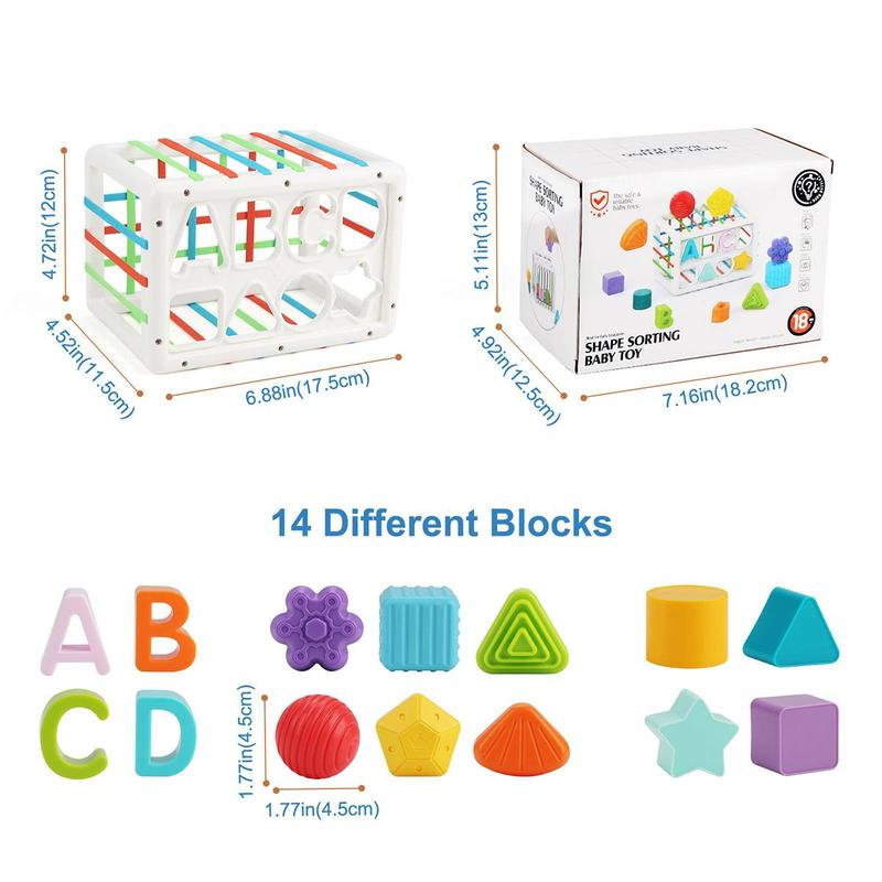 Baby Montessori Toy, Baby Sensory Toy, Early Education Toy, 1 Box Manhattan Teether Ball & 1 Box Stacking Blocks Toy, Educational Toy for Kids 6