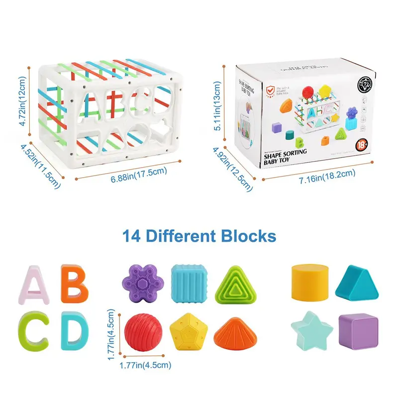 Baby Montessori Toy, Baby Sensory Toy, Early Education Toy, 1 Box Manhattan Teether Ball & 1 Box Stacking Blocks Toy, Educational Toy for Kids 6