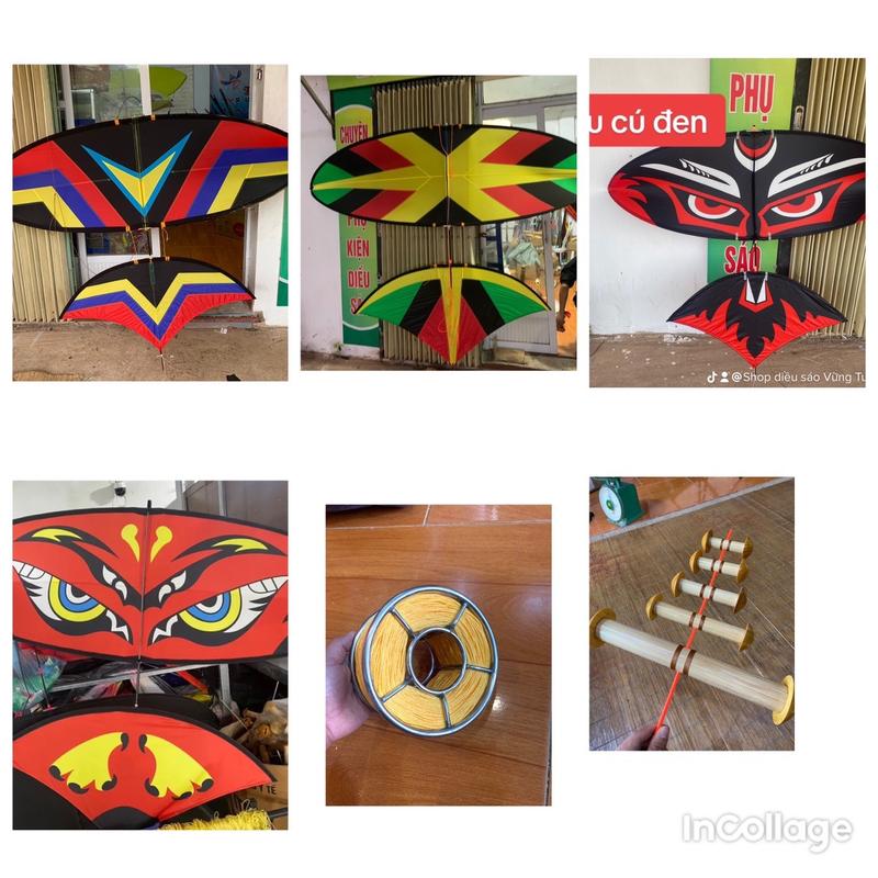 Combo Cho Diều 2m- nan cánh cacbon tím VIP  ( diều và dây cố định- sáo tự chọn) Toy Đồ Chơi