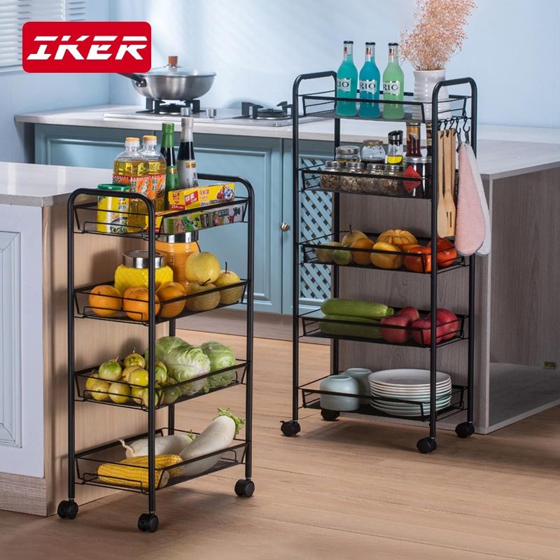 Kệ nhà bếp Kệ lưu trữ sàn nhà gia dụng Giỏ nhiều tầng Xe đẩy rau quả đa năng3-4-5 tầng Kitchen