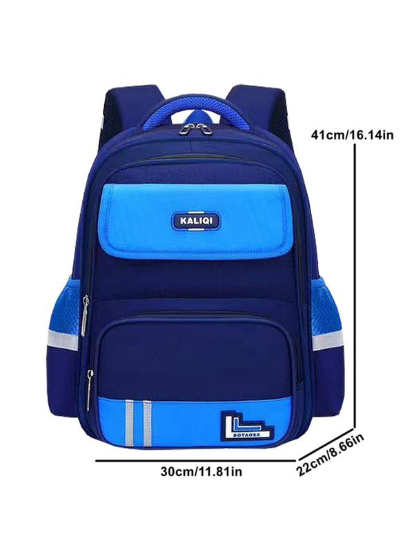 Kids Colorblock Backpack, Preppy Style Lightweight Backpack, Casual School Bag for Boys & Girls 1