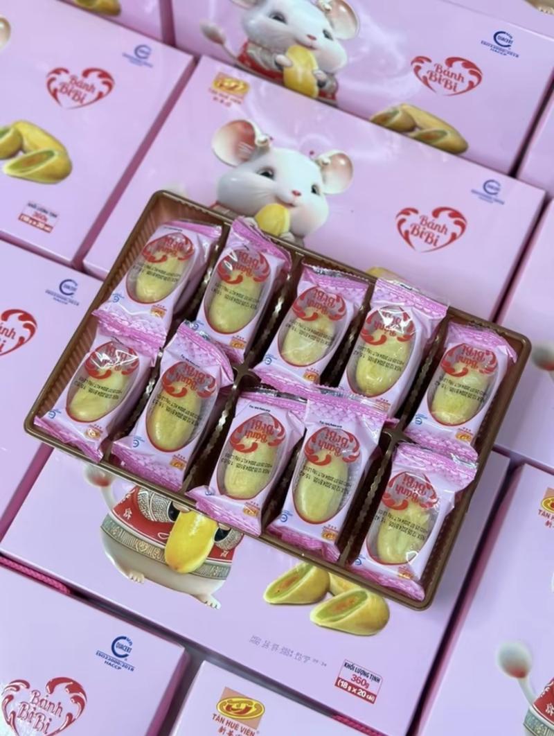 Product Introduction of Bánh BiBi Tân Huê Viên (hộp 20bánh) (vị trứng dứa, ít ngọt) (hộp quai xách sang trọng) 4