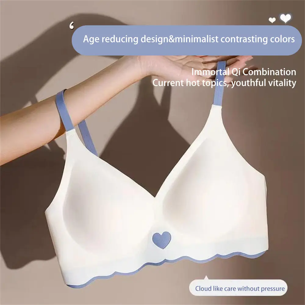 Invisible Crystal Jelly Soft Comfortable Bra Lightweight Breathable Summer Women Gather And Lift Underwear Cute Love Shape DDUN Fabric Nylon