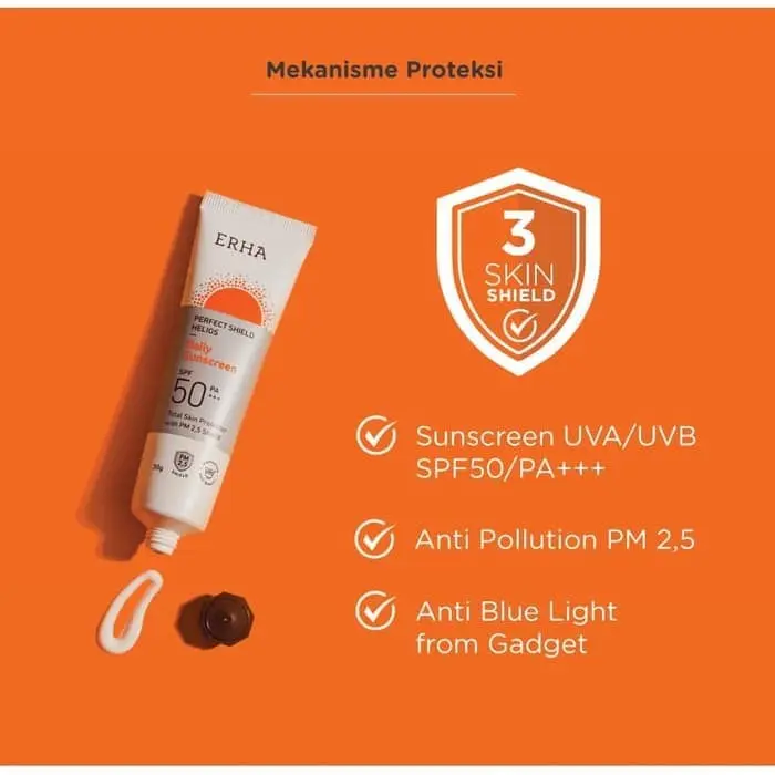 ERHA Sunscreen Sunblock PERFECT SHIELD HELIOS SPF 50/PA+++ Daily Use / Tabir Surya Extract Wajah 4