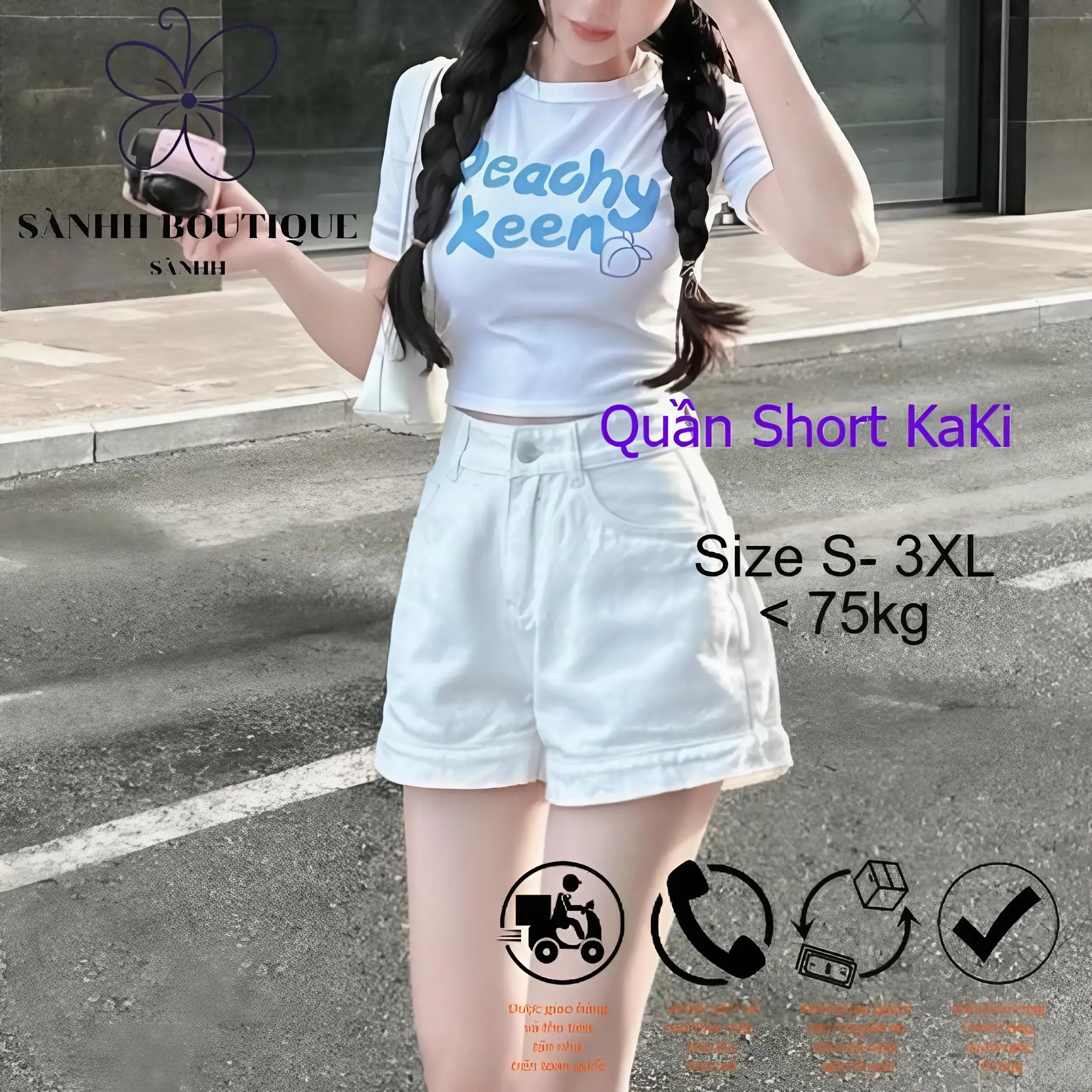Quần Short KaKi Cạp Cao- Gập Gấu- Phong Cách Hàn Quốc, Thời Trang Năng Động- Mã 263