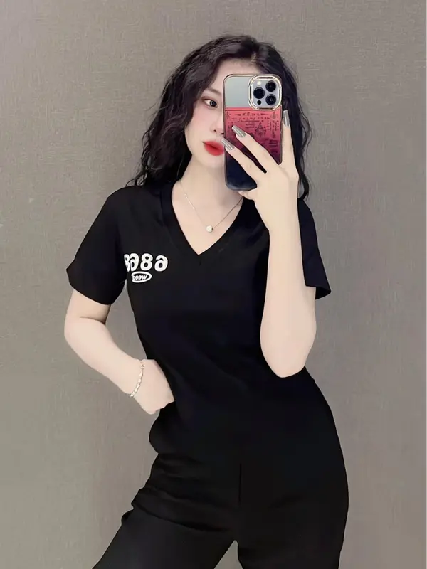 Áo Thun Ôm Cổ Tim Vạt Bầu Nữ [Mã B63], Form Tôn Dáng Cotton [6868] Top Women Cổ Trái Tim Màu Đen Shirt Cổ Tròn Sơ Mi Màu Trắng 2