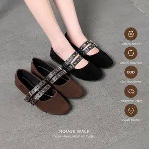WINOD Ivy Flatshoes Model Mary Jane Suede Sepatu Flat Wanita