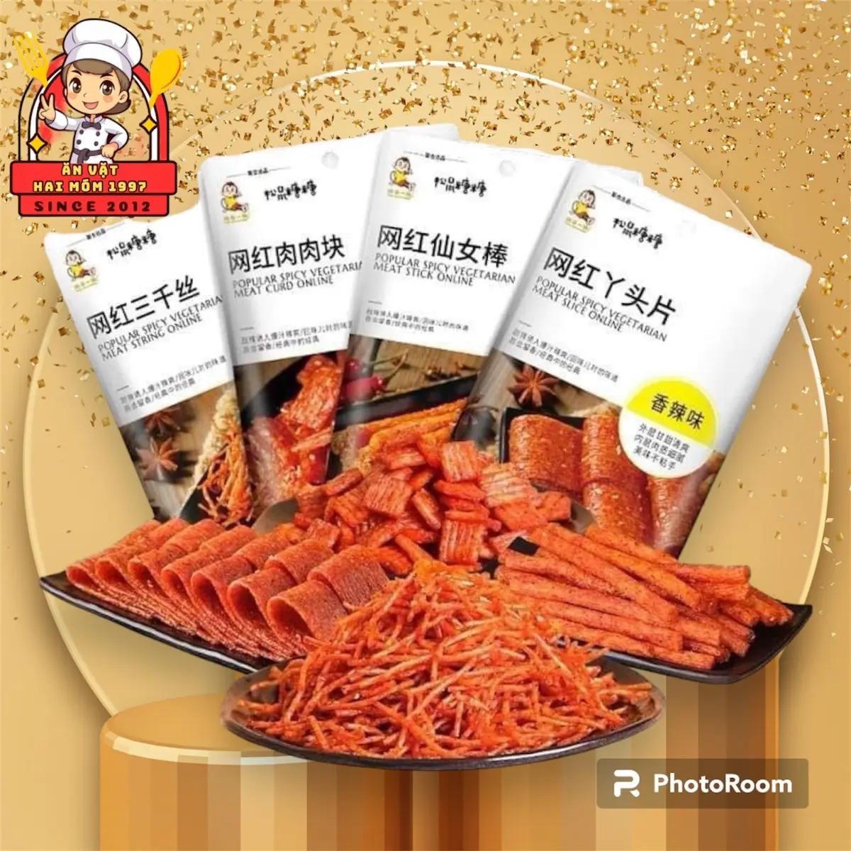 [Date Mới] Set 4 Gói Tăm Cay Monkey Ăn Liền Nội Địa Trung Mix Nhiều Hình, Que Cay Tẩm Vị Siêu Ngon