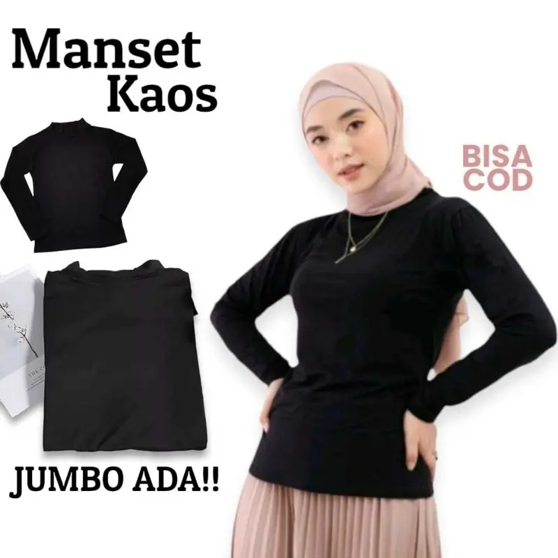 DISKON Inner Daleman Baju Panjang / Manset Kaos Leher Tinggi Std & Jumbo Bahan Kaos Rayon Premium 0