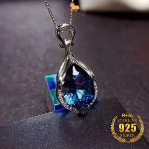 USHOW Kalung Perak S925 Zircon AAAAA Kedatangan Baru Fashion Liontin Safir