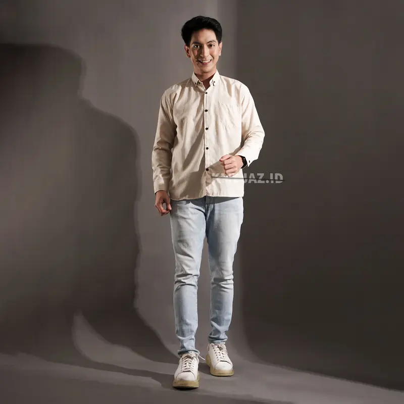 Kemeja Cowok Lengan Panjang Polos - Kameja Pria Army Lembut Casual Basic Hitam Formal Nyaman 2