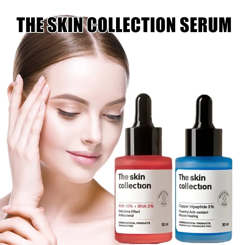 Tinh Chất Dưỡng Ẩm, Bộ Sưu Tập Da, Huyết Thanh, AHA10% + BHA2%, Bộ Sưu Tập Da, Tripeptide Đồng 3%, Chăm Sóc Da, 2 Miếng