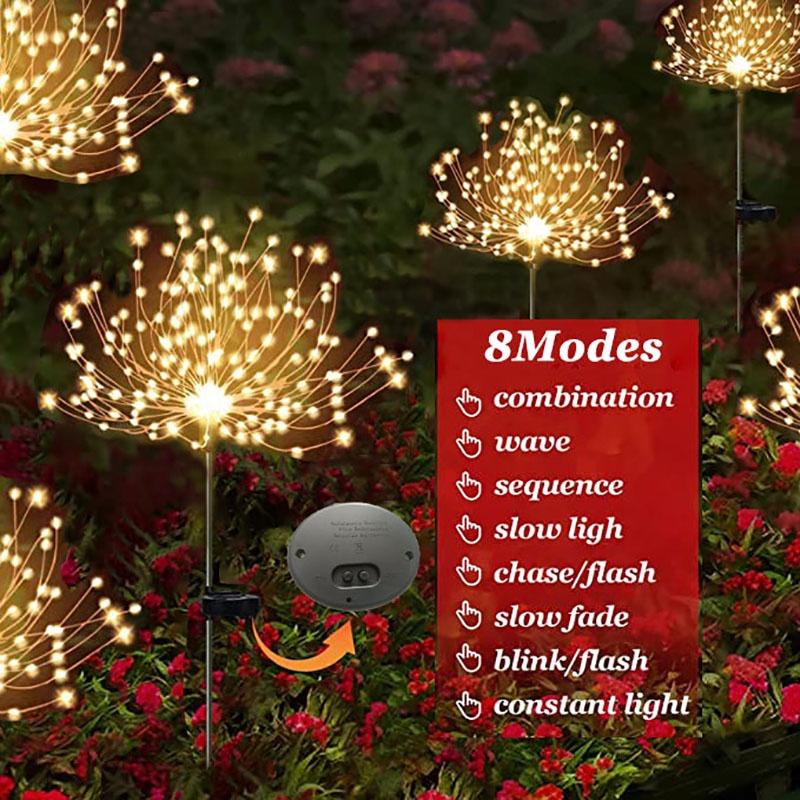 Product Introduction of Solar Fireworks LED Garden Lights Outdoor Waterproof Firework Lamps for Fowerbed Garden Home Tree Flower Xmas 61
