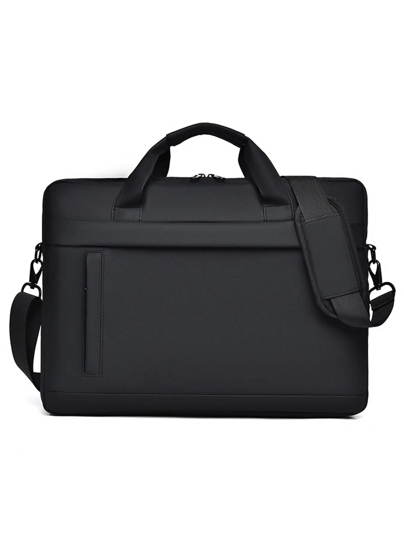 Men's Solid Color Business Briefcase With Zipper, Large Capacity Laptop Bag For Daily Use