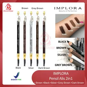 ENVIO - IMPLORA Pensil Alis 2in1 - Pensil Alis Brown/Black/Silver/Grey Brown/Dark Brown Eyebrow Pencil