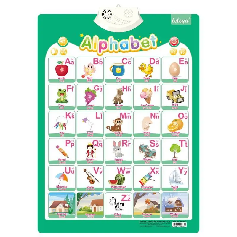 new 2023Talking Educational Wall Sound Chart ABC Alphabet / Numbers / Vegetables / Fruits/ Animals