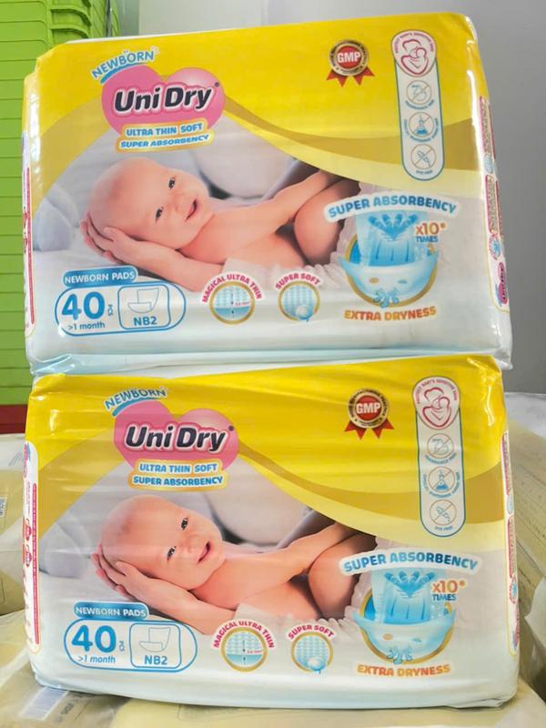   Combo 2 bịch  Miếng lót sơ sinh NB2 Unidry - 80 miếng êm mềm miếng mẫu mới cho bé dưới 5kg  không phải tã dán  