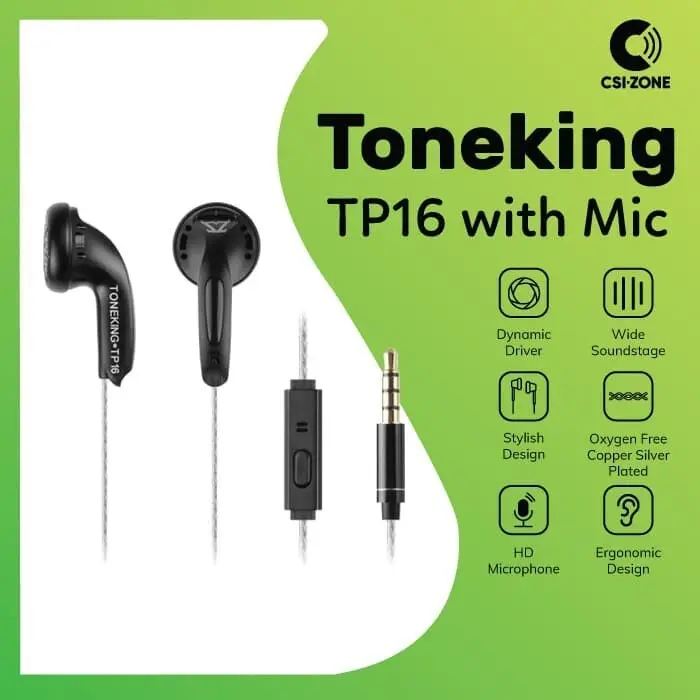 MusicMaker TONEKING TP16 Earbud With Microphone