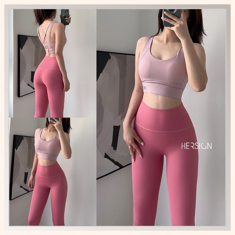 Bộ đồ tập gym nữ Set đồ tập yoga nữ cao cấp Áo bra khuy cài quần legging cao cấp HERSIGN-SMIX7L20