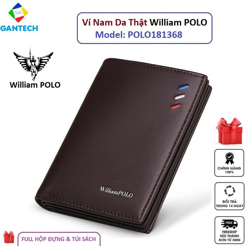 Ví Da Nam William POLO bóp da bò mini nhỏ gọn | Model POLO181368 | Full hộp đựng | Hàng chính hãng