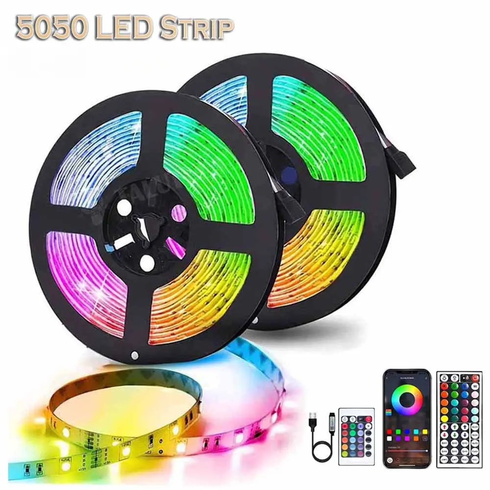 LED Light Strip USB 5V Colorful RGB Remote Control Bluetooth 5050 Color-changing Marquee String Bedroom Decorative Light Strip
