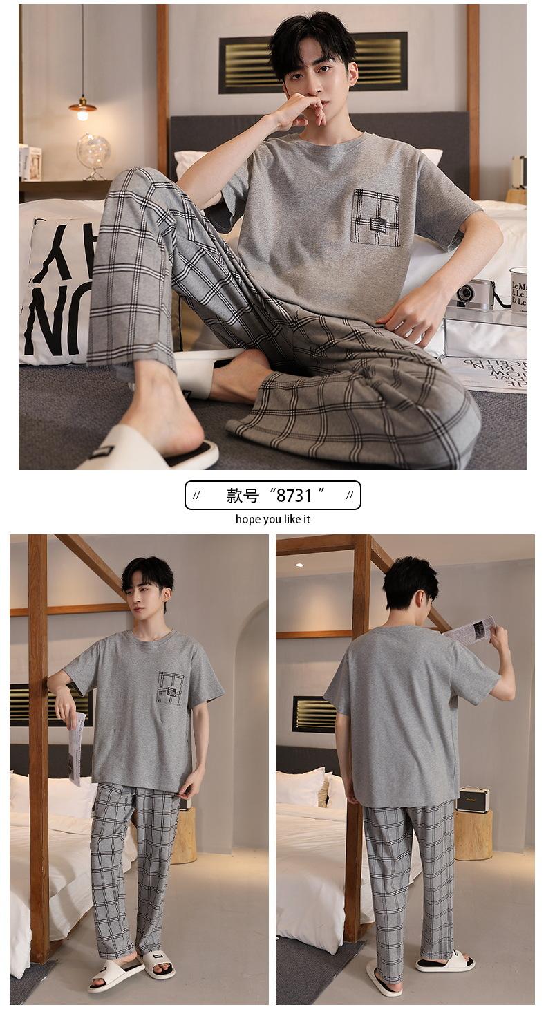 Product Introduction of Middle-Aged Father Men's Pajamas Summer Three-Piece Cotton Short Sleeve Thin plus Size Men's plus-Sized plus-Sized Homewear 6