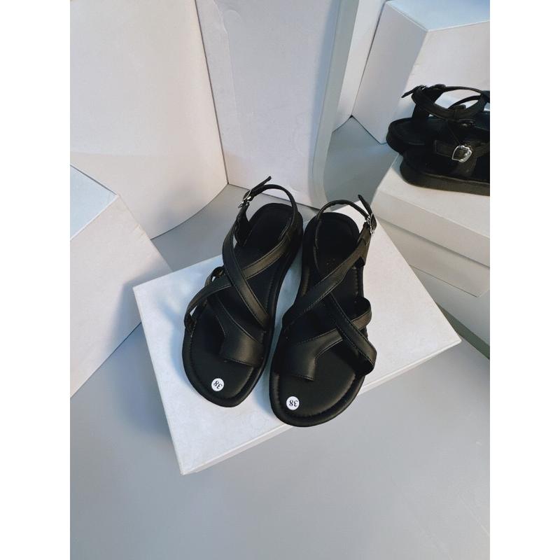 Dép Sandan Dây Che Ngón Chân Cái Quai Dây Chéo 2 Màu Đế Mềm - Moon shose - DéP, Shoes Quai Chéo nữ 2