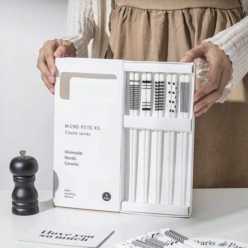 (Combo 10 Đôi) Đũa Gốm Sứ Cao Cấp Bền Đẹp, Đũa Ăn Cơm Kháng Khuẩn Chống Mốc Không Sơn Mài, Đũa Sứ Tráng Men Kèm Hộp