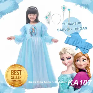Dress Elsa Frozen 2 Anak 4 5 Tahun Import 3in1 4in1 Dress Anak Import Anna Elsa Terbaru Mewah Baju Custome Karakter Elsa Frozen KAP107