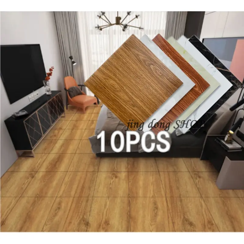 COD 10 Pieces/set PVC Vinyl Flooring Floor Stickers Self-adhesive Tiles For Home Marble Wood Grain Waterproof