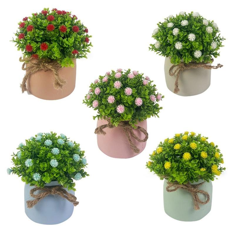  Chậu cây hoa cỏ giả bằng nhựa 12cm kèm chậu thắt dây gai để bàn làm việc decor trang trí nhà cửa văn phòng quán cafe 