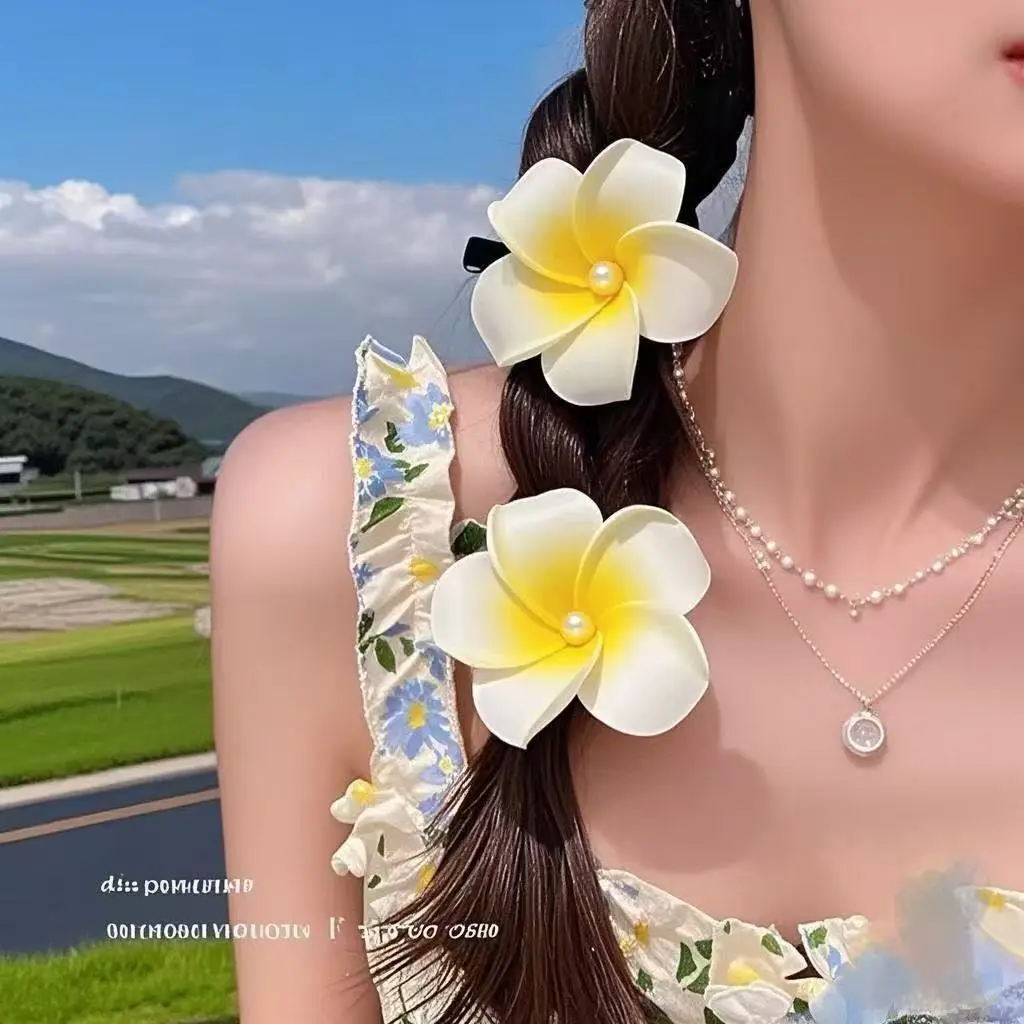 Dai Ethnic Hair Accessories Egg Flower Hairpin Small Side Clip  Vacation Beach Bangs Clip for Women