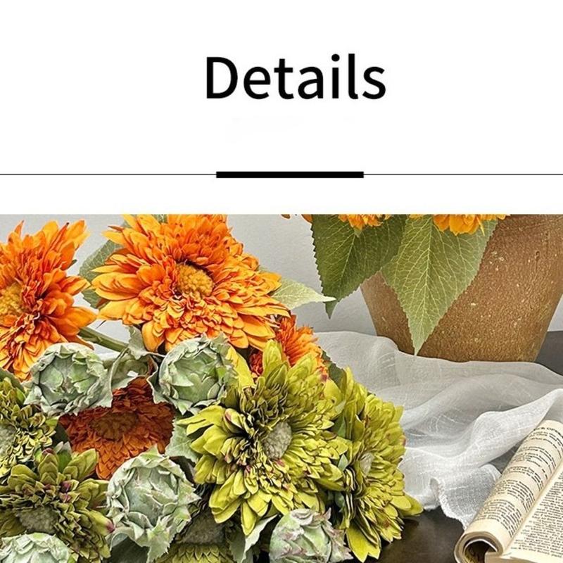 Product Introduction of New 47CM Artificial Sunflower Branch Vintage Velvet Silk Fake Flowers Bouquet Elegant Artificial Autumn Decor Garden Decoration 12