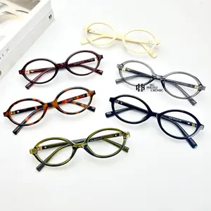 (BELI 1 GRATIS 1) Kyomi - Frame Kacamata Retro Oval Wanita Glasses dengan Lensa Blueray Photocromic Bluecromic