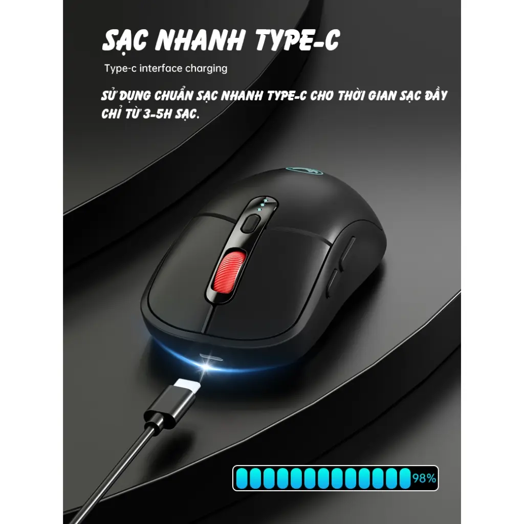 Chuột silent gaming không dây Atas F30 – 3 mode kết nối (không dây, bluetooth, có dây) – Pin 500mAh - dùng cho điện thoại, máy tính, macbook | BigBuy360 - bigbuy360.vn
