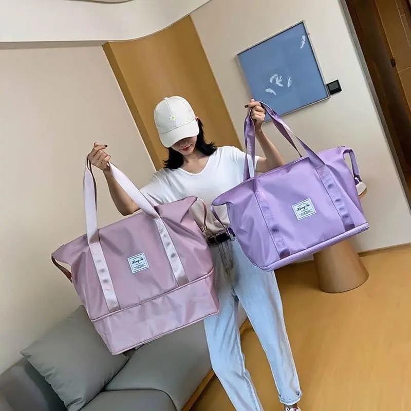 Túi Du Lịch Cỡ Lớn 2 Tầng Chống Thấm Nước Chất Liệu Vải Dù Mở Rộng Đáy Đa Năng